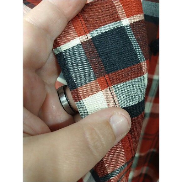 Ultra Pink Men's S Red Flannel Vintage Single Stitch S/S Button Pocket Shirt - Picture 6 of 12